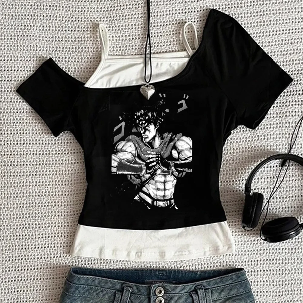 Jojo’s Bizarre Adventure cropped top female goth cheap manga streetwear grunge t-shirt cute dollette emo jojifuku cheap
