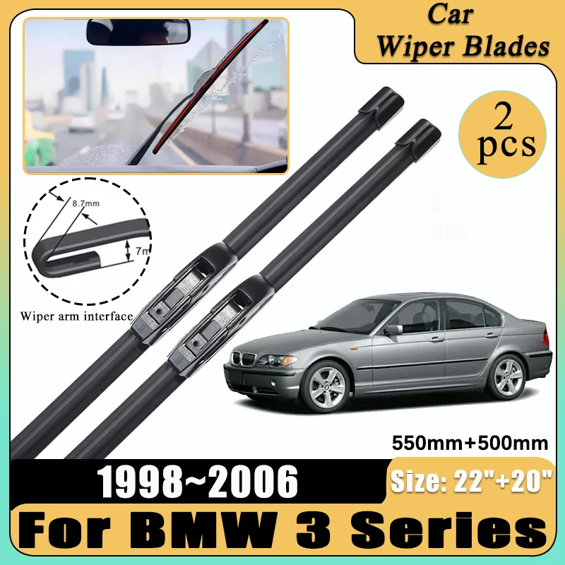 

Автомобильный стеклоочиститель для BMW 3 серии M3 E46 1998-2006, передний гибридный резиновый дворник U-образного типа, щетка для окон, аксессуары 22 "+ 20"