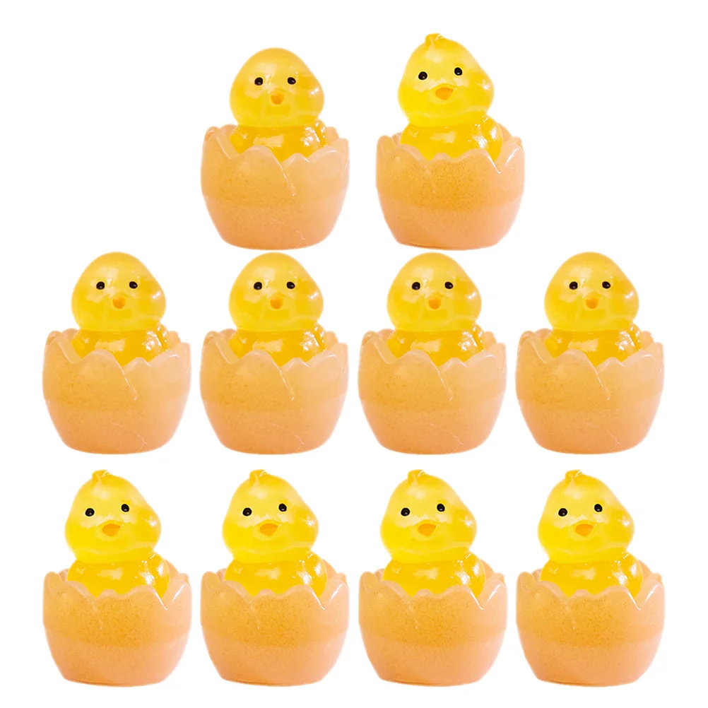 Estatuas de pato y polluelo luminosas de resina en miniatura, decoración realista de micropaisaje para jardín, estatua de polluelo, Mini estatuilla de pato, 10 Uds.