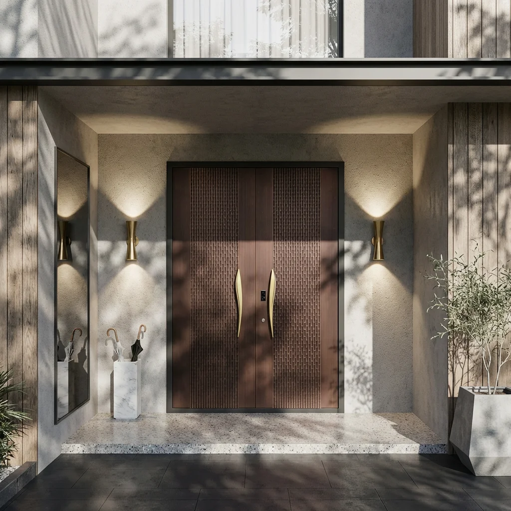 Latest Design Villa Aluminum Alloy Entrance Door Fingerprint Unlocking Intelligent Security Doors Soundproof Hinged Doors