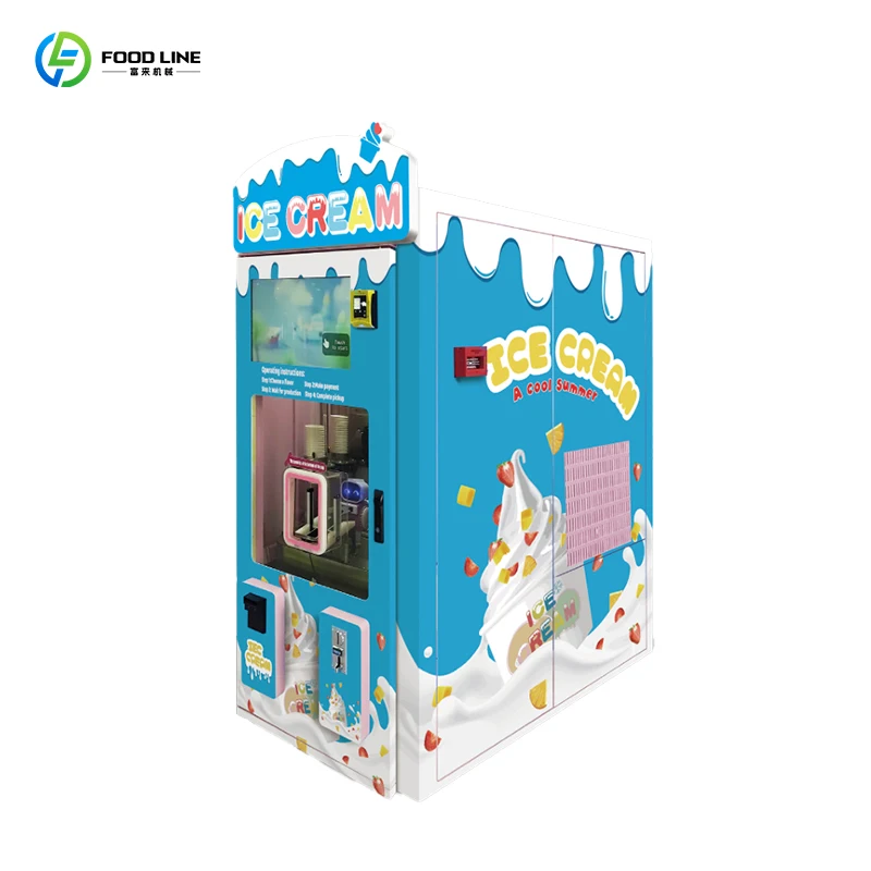 Customized Hot Sale Soft Serve Ice Cream Vending Maker From China Exporter PLC Control Quick Freezing for Street Food Stand