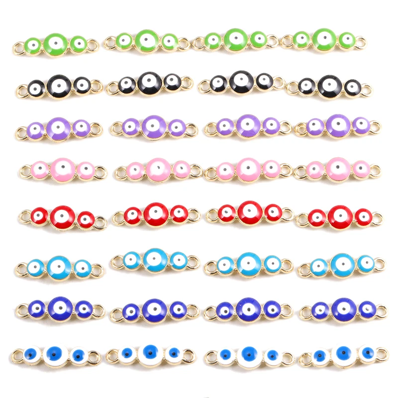 15Pcs 7*26MM Cute Drop Oil Alloy Eyes Charm Fashion Women's Pendant Necklace Keychain Bracelet Jewelry Making Accessories Gifts