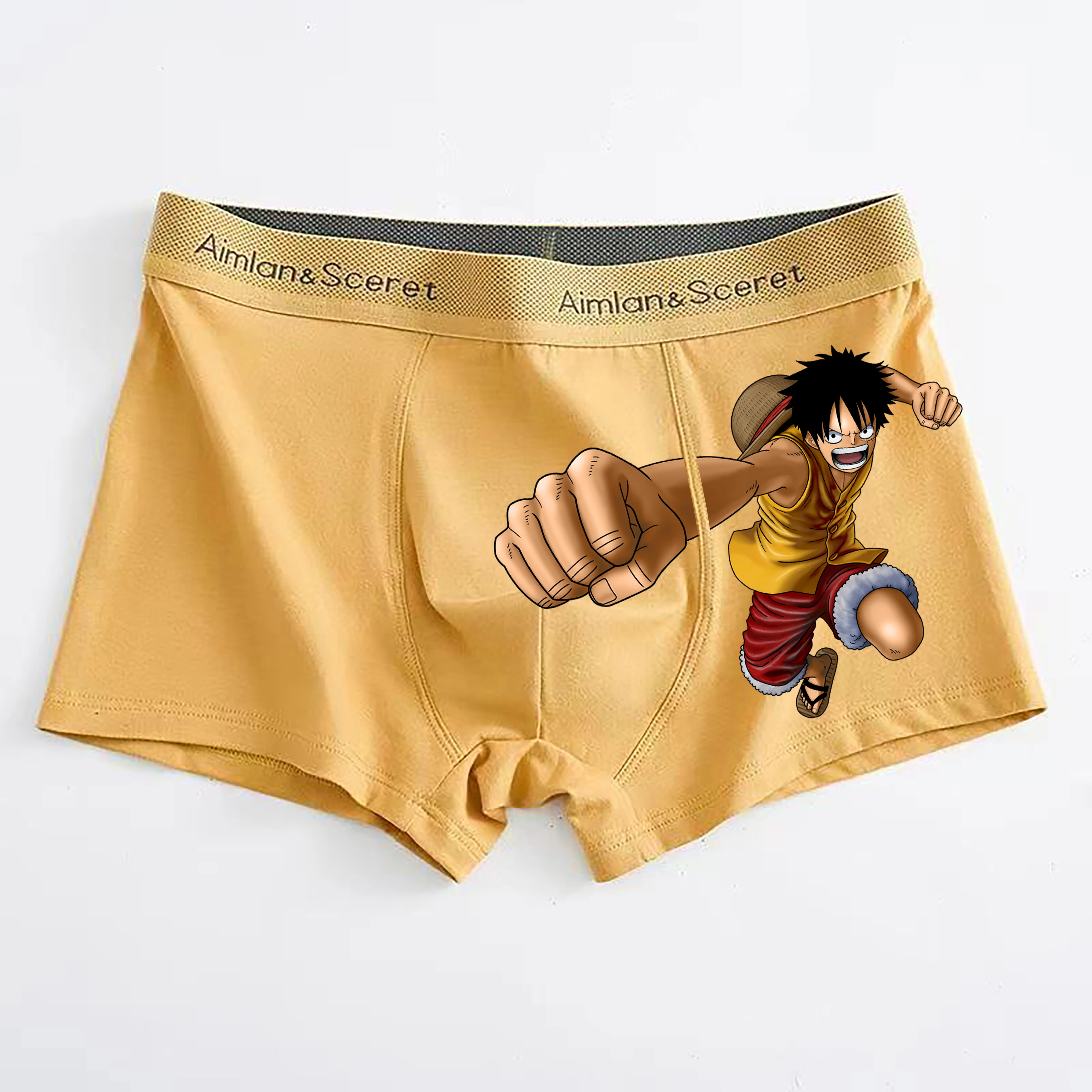 Anime Two Dimensions One Piece Luffy Zoro Pure Cotton Men Underwear Graphene Antibacterial Crotch Plus Fat Enlarged Boxer Briefs