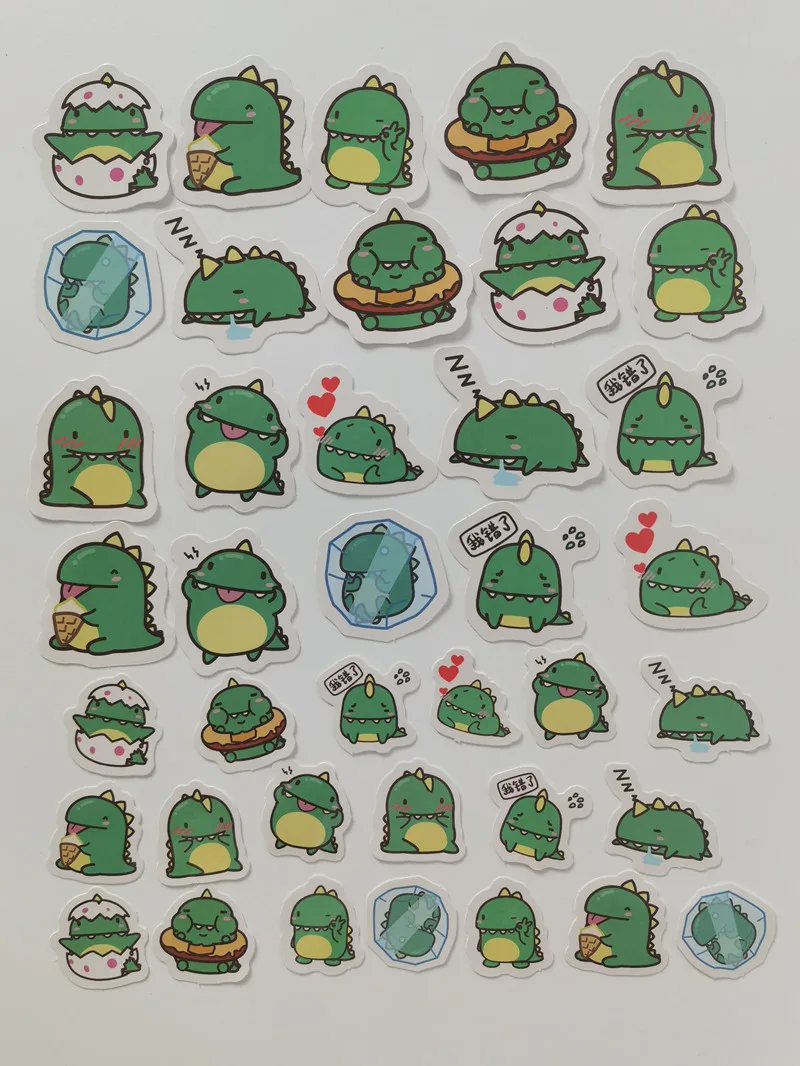 40pcs Kawaii green dinosaur Decorative cartoon animals Stickers Scrapbooking Label Diary Album Stationery Art Journal Planner