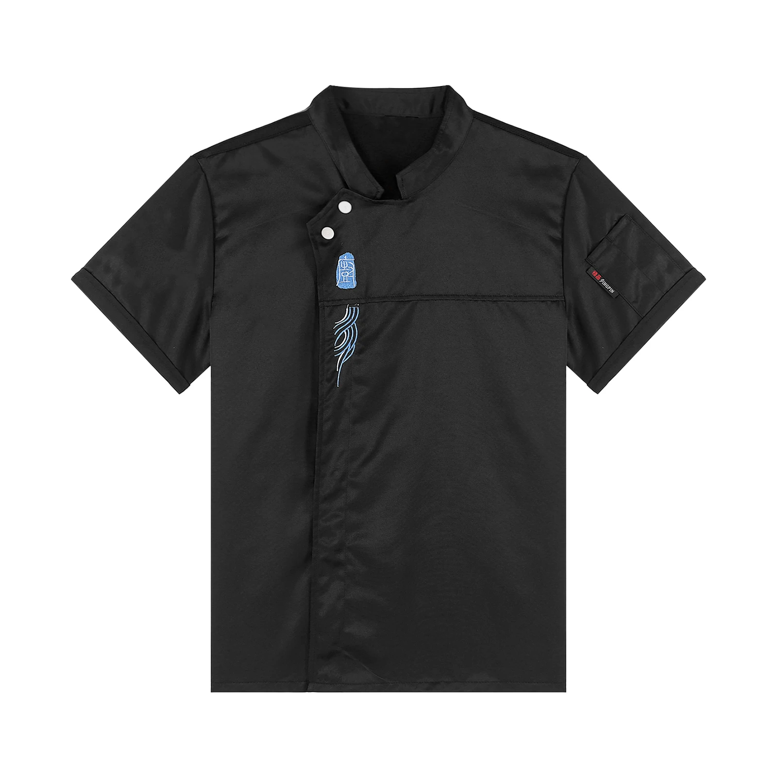 Unisex Heren Werk Uniform Vrouwen Korte Mouw Borduurwerk Chef-Koksjack Kookjassen Kantine Hotel Kok Shirts Tops Bakken Kleding