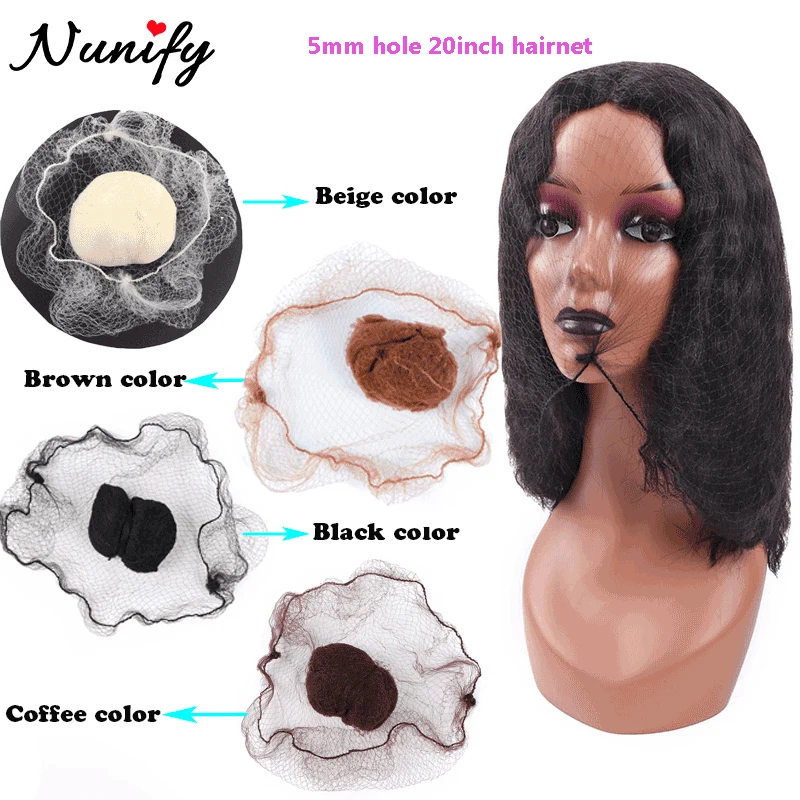 Black 20inch Invisible Hair Nets For Package Hair and Wig Cap Hairnet Elasticity Invisible Elastic Mesh Wig Nets for Hair bun