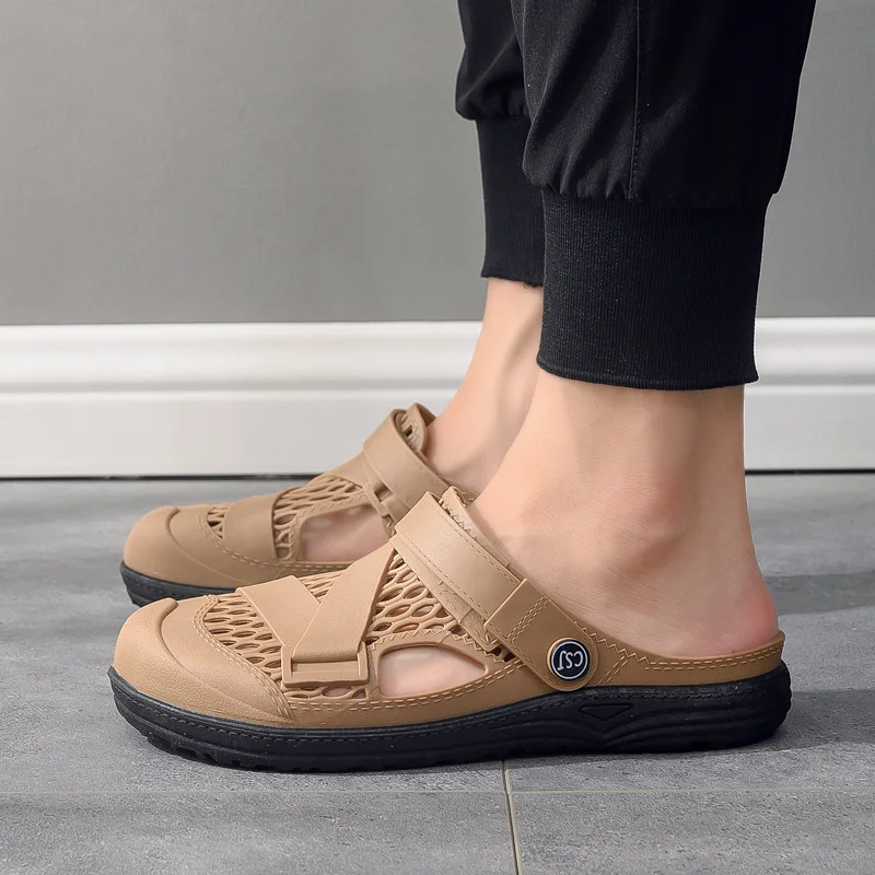 

Vietnamese style sandals summer men's outdoor casual shoes soft-soled beach new breathable rubber hole shoes