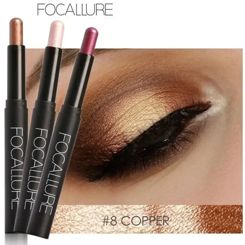 FOCALLURE 8 Color Eyeshadow Pencil Long Lasting Waterproof and Not Blooming Shiny Eye Shadow Makeup Eyeliner Pen Makeup Tools