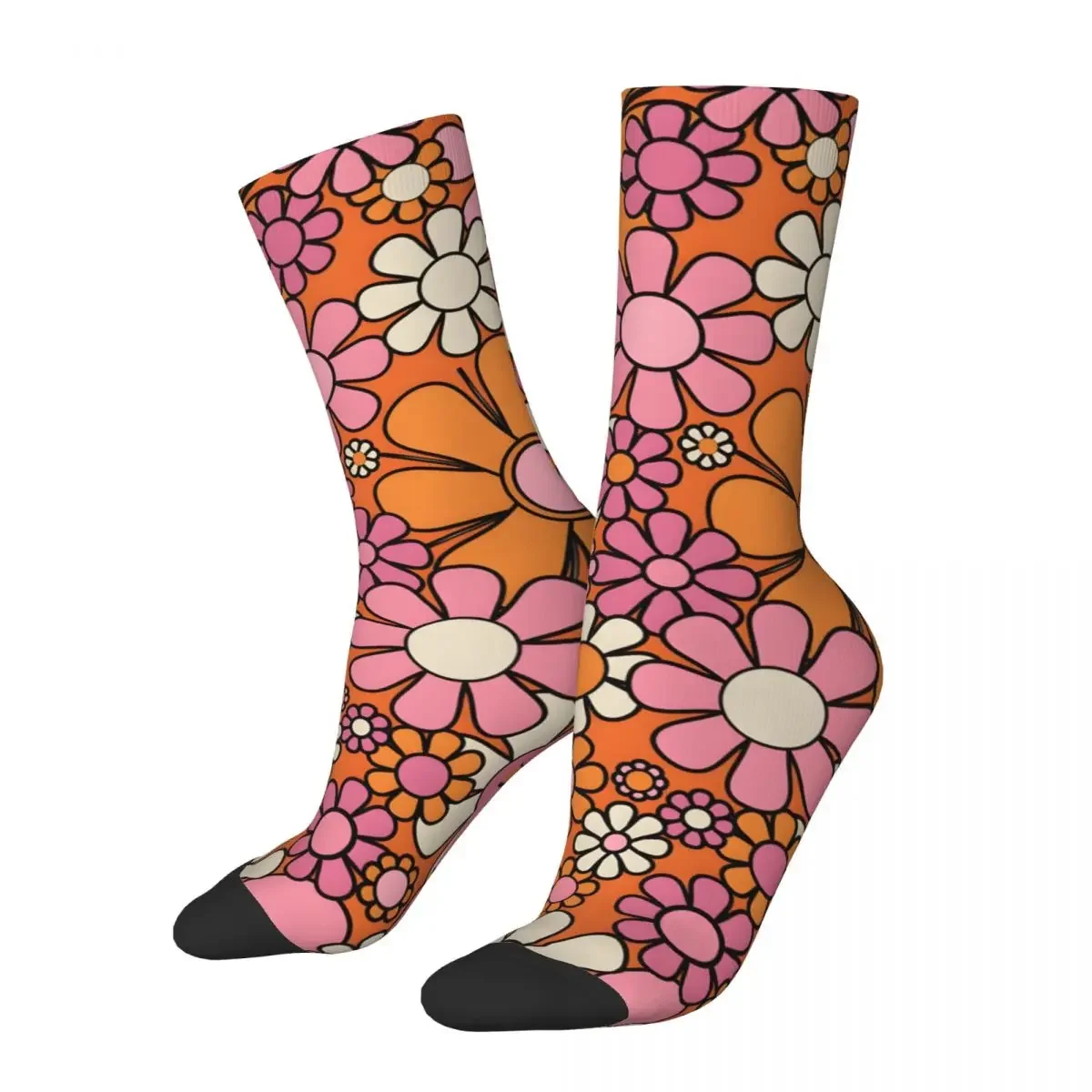 Crazy compression Garden Flowers Groovy 60S 70S Floral Pattern In Thulian Pink Sock for Men Harajuku Quality Pattern Crew Sock