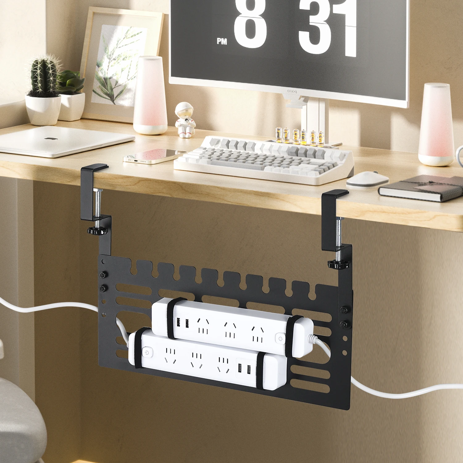 Table cable management rack,no drill, cable management under the table, saving space under the desk