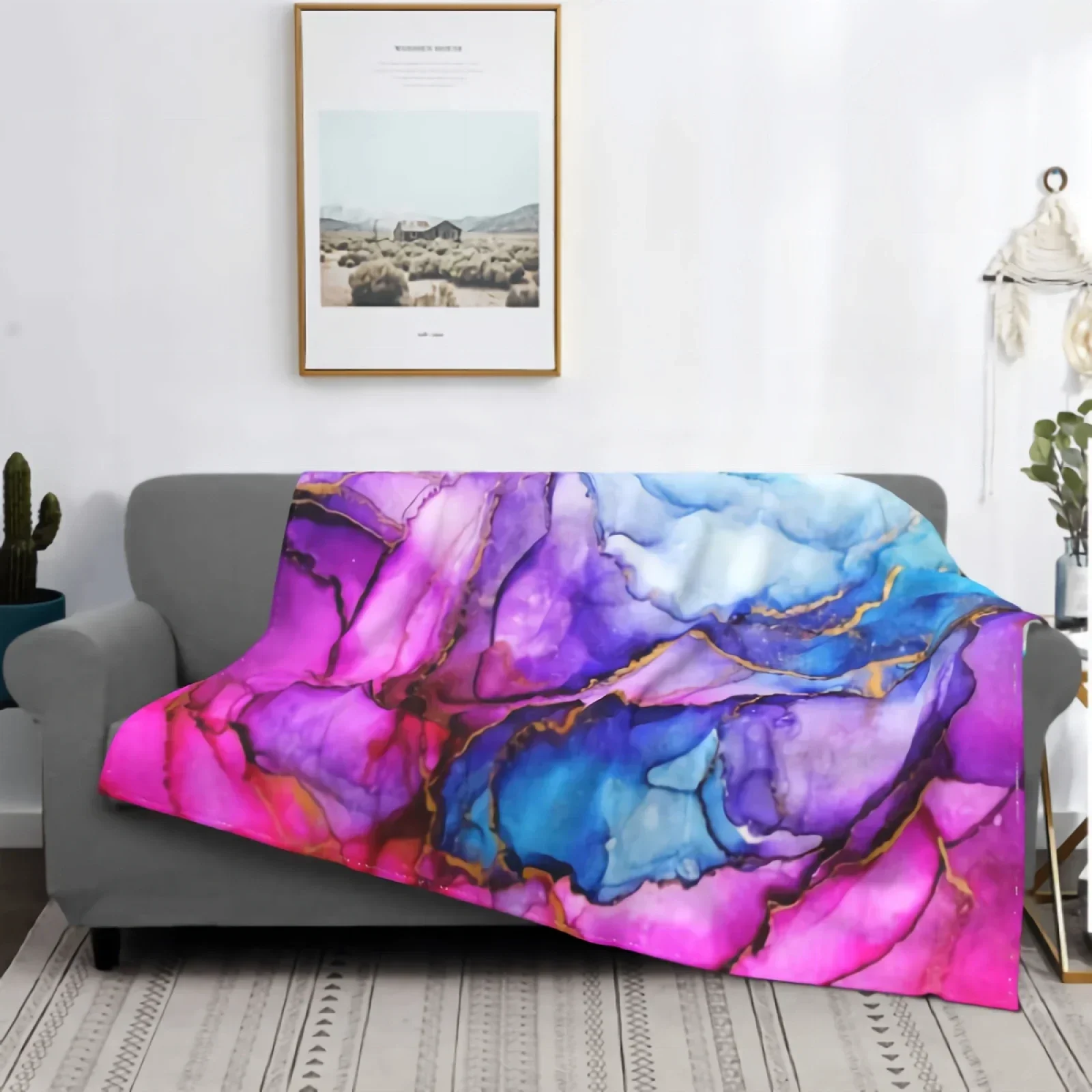 

Abstract MultiColor Soft Cozy Microfiber Throw Blanket with Artistic Palette Design for Home Decor