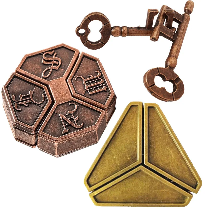 Disentanglement Metal Lock Puzzles Brain Teaser 3PCS Unlock Interlock IQ Test Mind Games Novelty Gifts For Kids and Adults