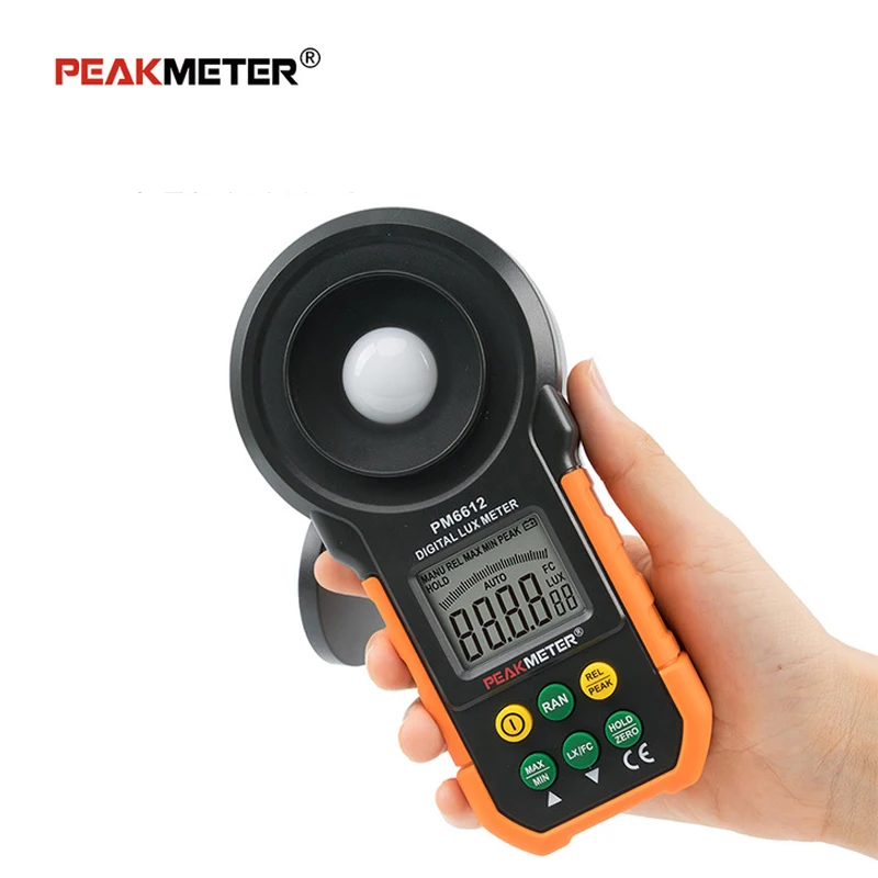 PEAKMETER PM6612 Digital Luxmeter 200,000 Lux Light Meter Test Spectra Auto Range Hot Worldwide Light Illuminance Measuring tool