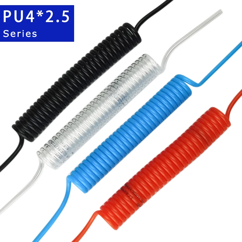 PU4*2.5mm Telescopic Spring Tube 2M,4M,6M,8M,10M,12M Air Compressor Hose Pipe Accessories Pneumatic Parts Compress Fitting Hoses