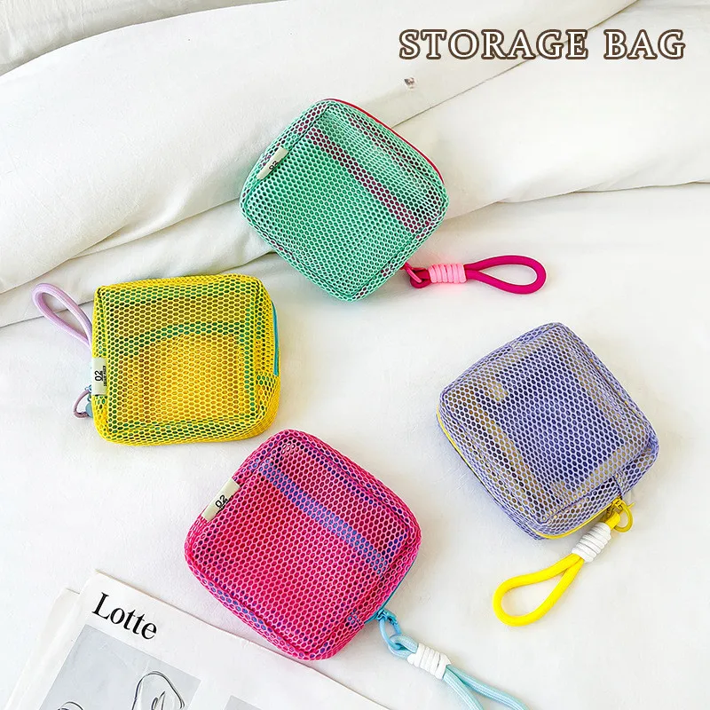 

Mesh storage bag, mesh makeup bag, data cable storage bag, organizing bag