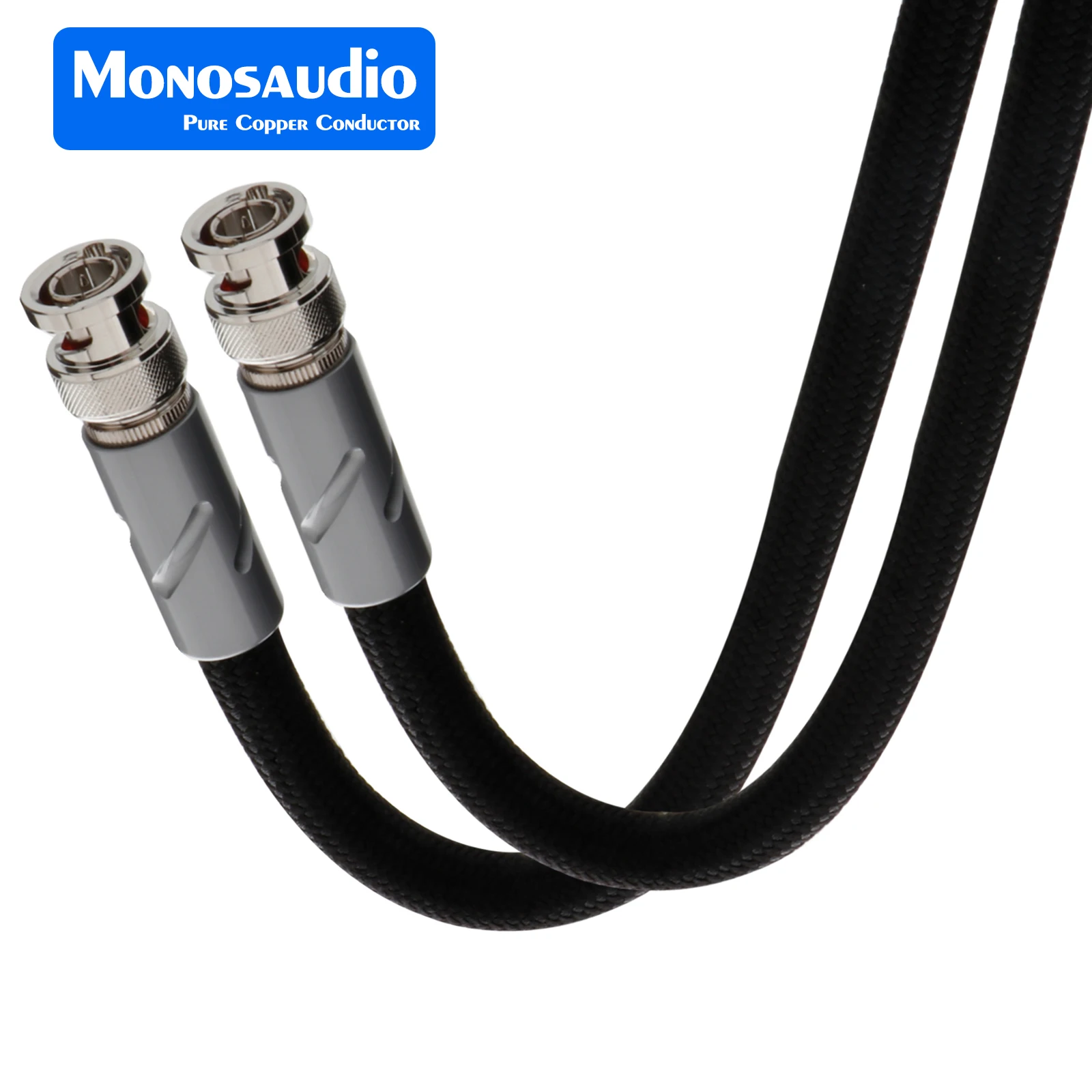 Monosaudio BNC Cable 75ohm Pure Solid Silver Digital Audio Coaxial Cable  PS75B5R 18AWG Rhodium Plated BNC Plug