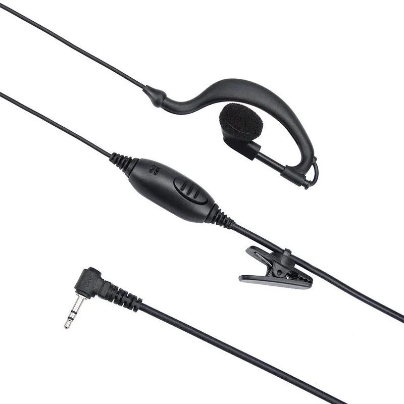 1-контактный 2,5 мм G-образный ушной крючок, наушник с микрофоном PTT для Motorola Talkabout T200 T260 T600 T6200C MH230R MR350R Walkie Talkie
