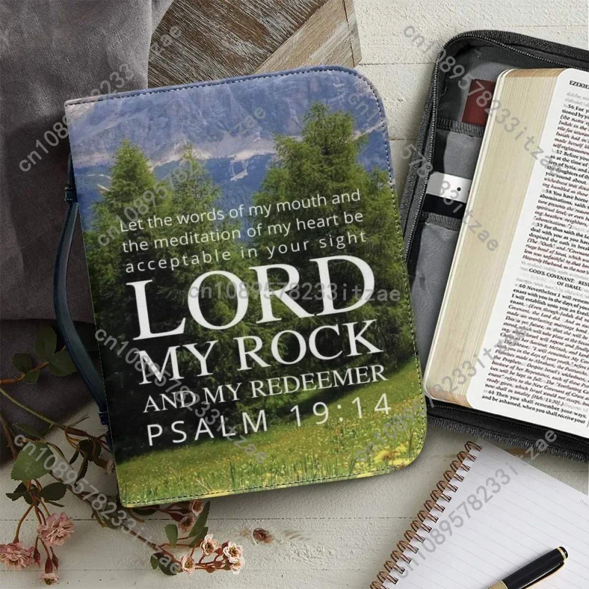 Nature Bible Verse Printed Bible Bag for Women Leather Bible Cover Case Practical Christian Church Study Book Holy Storage Boxe