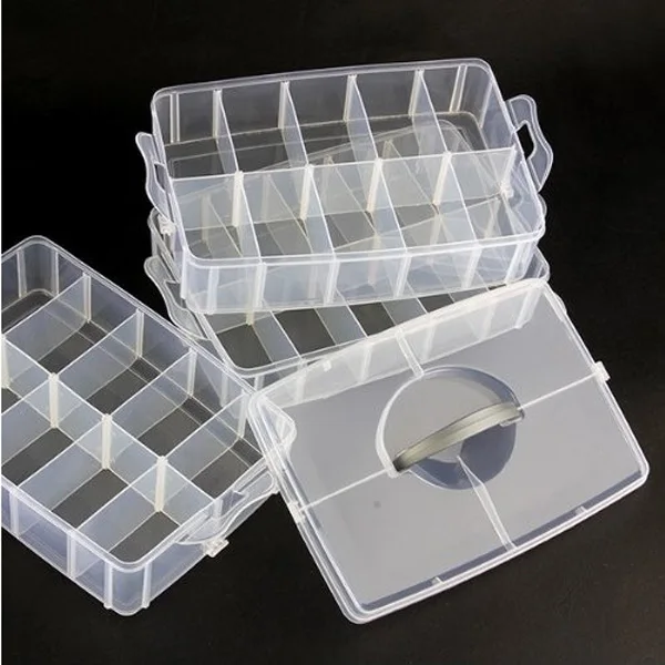 

Three Layer Storage Box 24 5x17x18 5cm Detachable Baffle Easy Grip H Jewelry ganizer Plastic Container