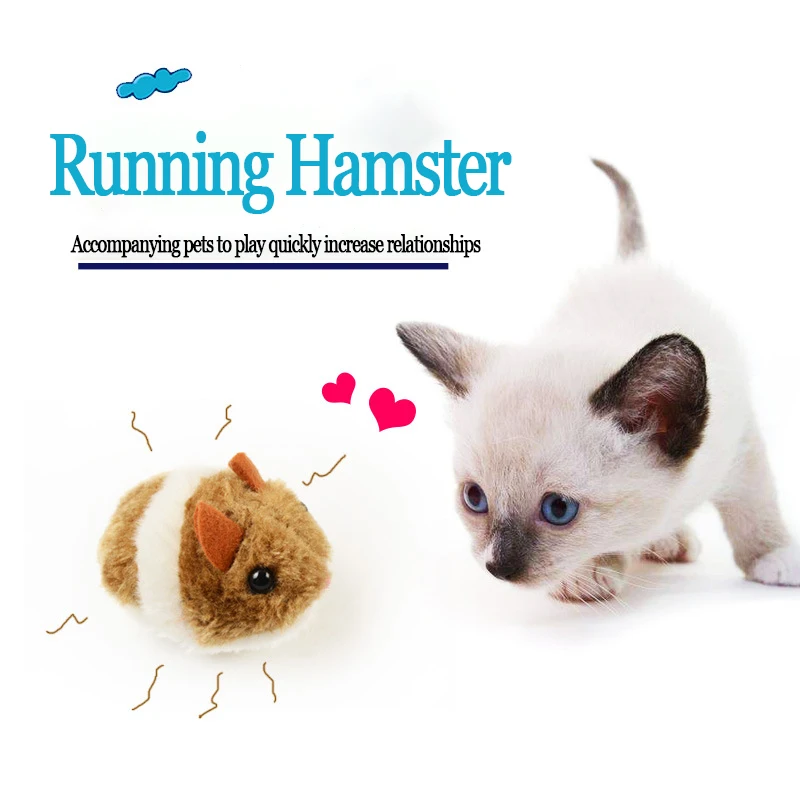 1Pcs Cute Simulation Mouse Will Turn And Run Away Plush Hamster Interactive Toy Funny Cat Dog Automatic Clockwork Toy Fun Gift