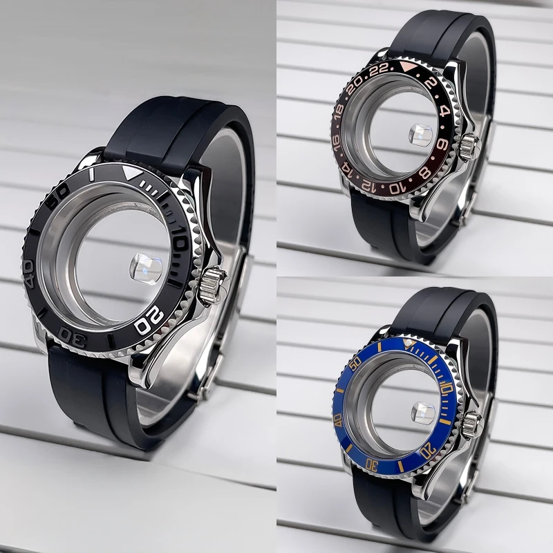 

Корпус YM NH35 40 мм, двусторонний вращающийся безель, резиновый ремешок GMT, модификация, сапфировое стекло для NH35 NH36 NH34, корпус часов с механизмом