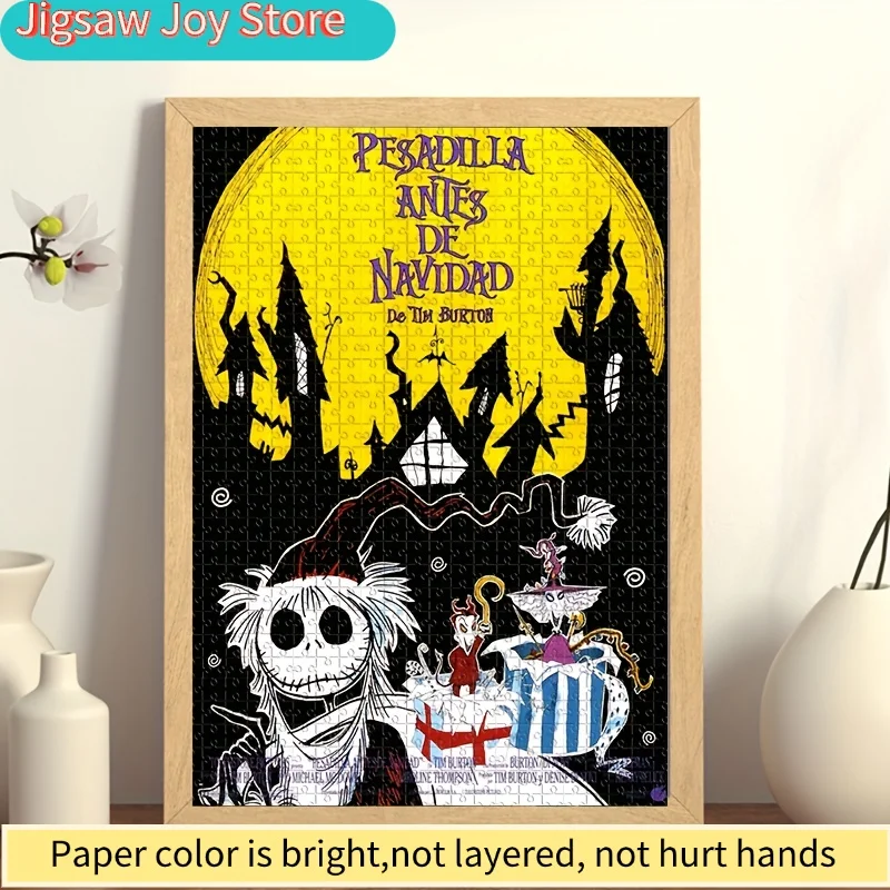 1000pcs Puzzle Featuring Cartoon Characters from "The Nightmare Before Christmas" with Jack And Sally, The Moon, Zero, Zombie