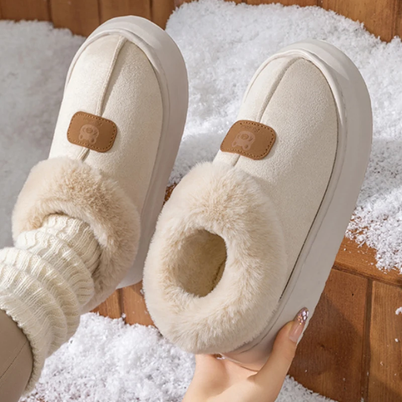 أحذية قطنية للخريف والشتاء، شباشب نسائية من القطيفة مع أحذية قطنية دافئة وغير قابلة للانزلاق للاستخدام الداخلي، ملابس خارجية للرجال