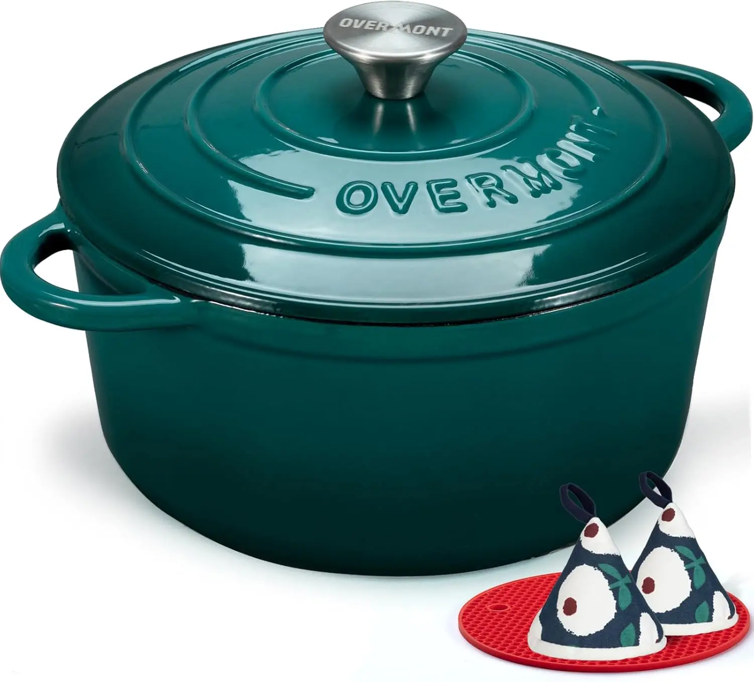

5.5QT Enameled Cast Iron Dutch Oven with Lid, Cookbook & Potholders - Heavy-Duty for Braising, Stews, Roasting, Baking