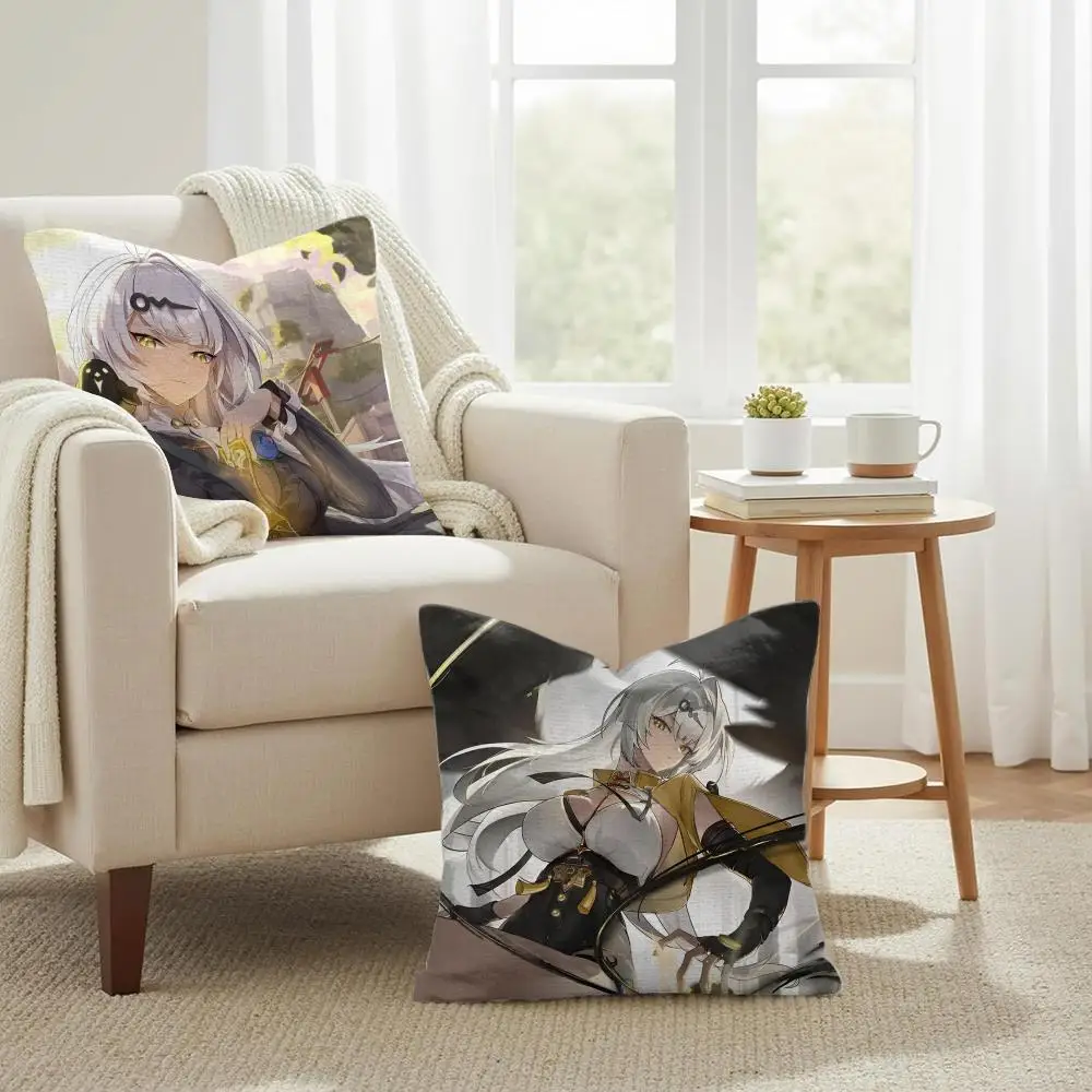Yixuan Zenless Zone Zero Cushion Cover Summer Coolness Linen Organic Fabric Sofa Pillow Case Double-Sided Printing Home Decor