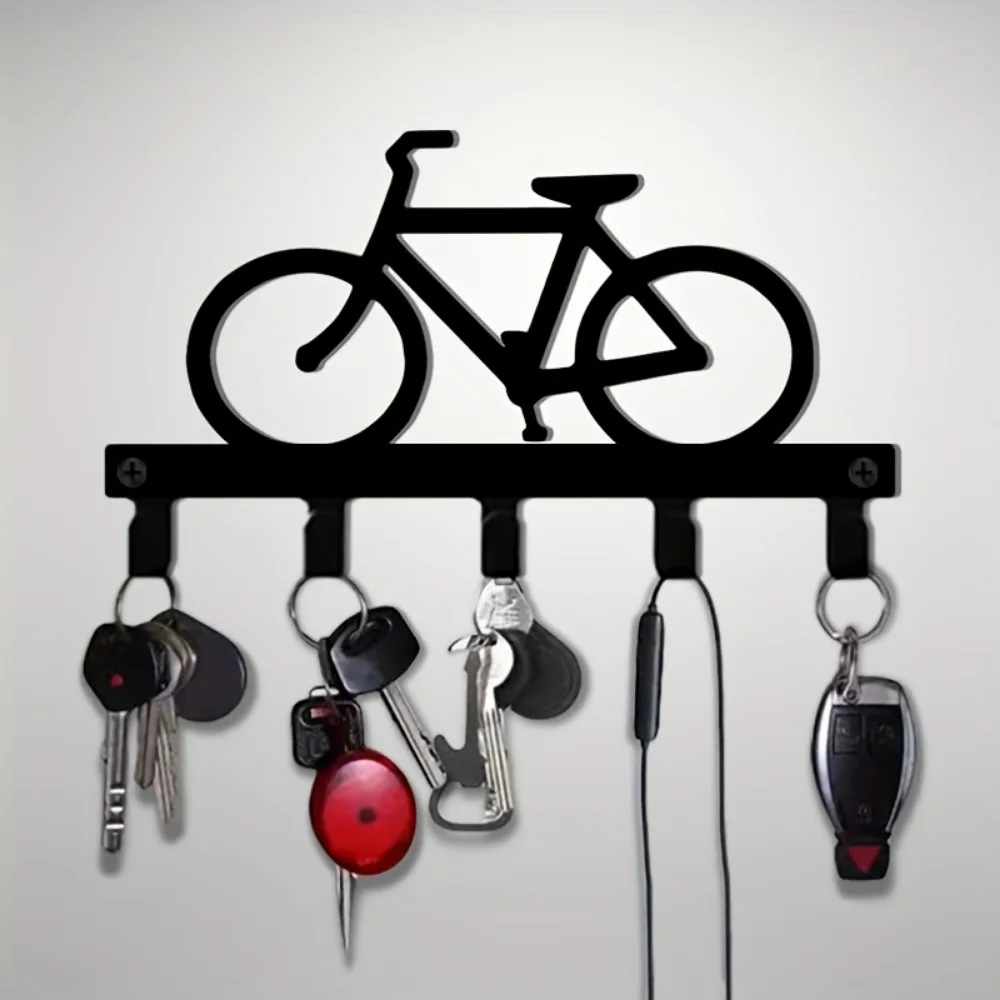 CIFBUY Metal Bike Wall Decor Key Holder Iron Art Key Rack Organizer Easy Install Coat Hat Towel Bag Hook for Garage Door