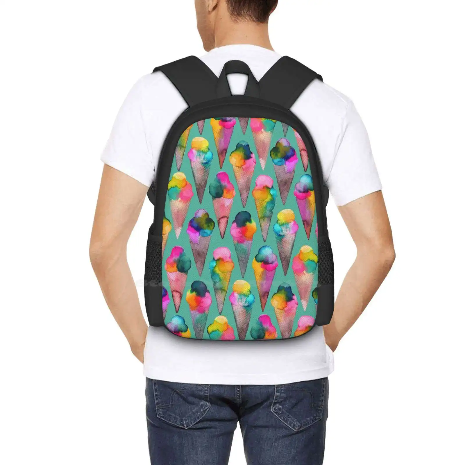 Eis tüten Rucksack für Schüler Schule Laptop Reisetasche Eis tüten Eis Dessert süßes Essen Helado Verano Sommer