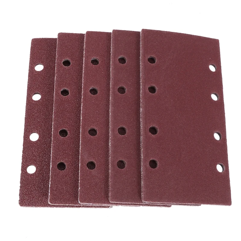 25 Pcs di Levigatura Pad, carta abrasiva Gancio e Anello di Sabbia Copriletto 93x185mm Perforato 8 Fori Grana 40/60/80/120 fit Copriletto Orbitale Levigatrice