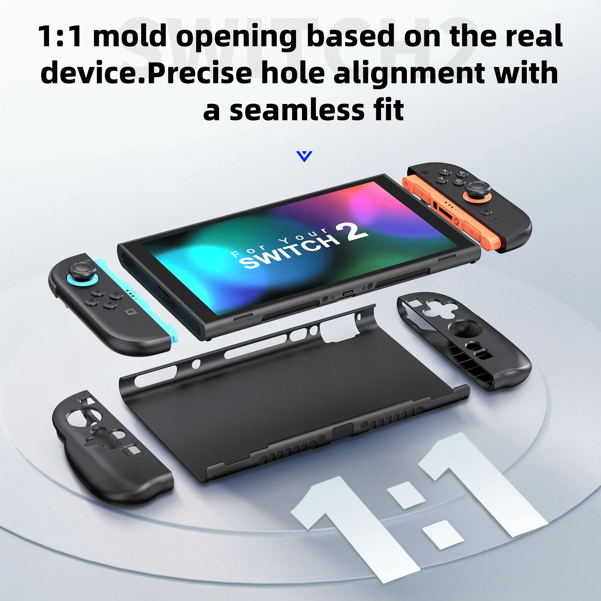 

Подходит для Switch 2, защитный чехол, разделенный чехол, нескользящая ручка, полное покрытие, эргономичный корпус из ТПУ с двойной ручкой, подходит для NS 2