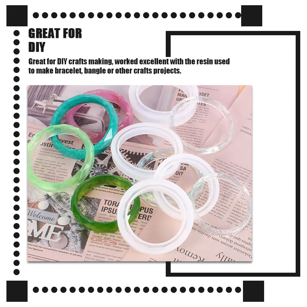 

4Pcs Bracelet Mold DIY Silicone Crystal Epoxy Molds Simple Bangle Making Tools for Handmade Craft Resin Jewelry DIY