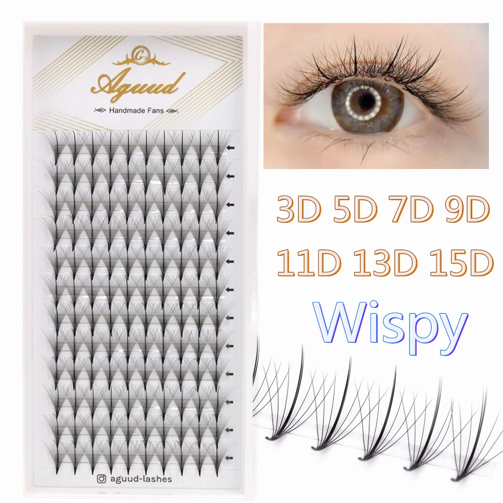 

AGUUD Wispy Premade Fans Pointy Base 3D/5D/7D/9D/11D/13D/15D Hybrid Russian Volume Eyelash Extension Individual Lashes Faux