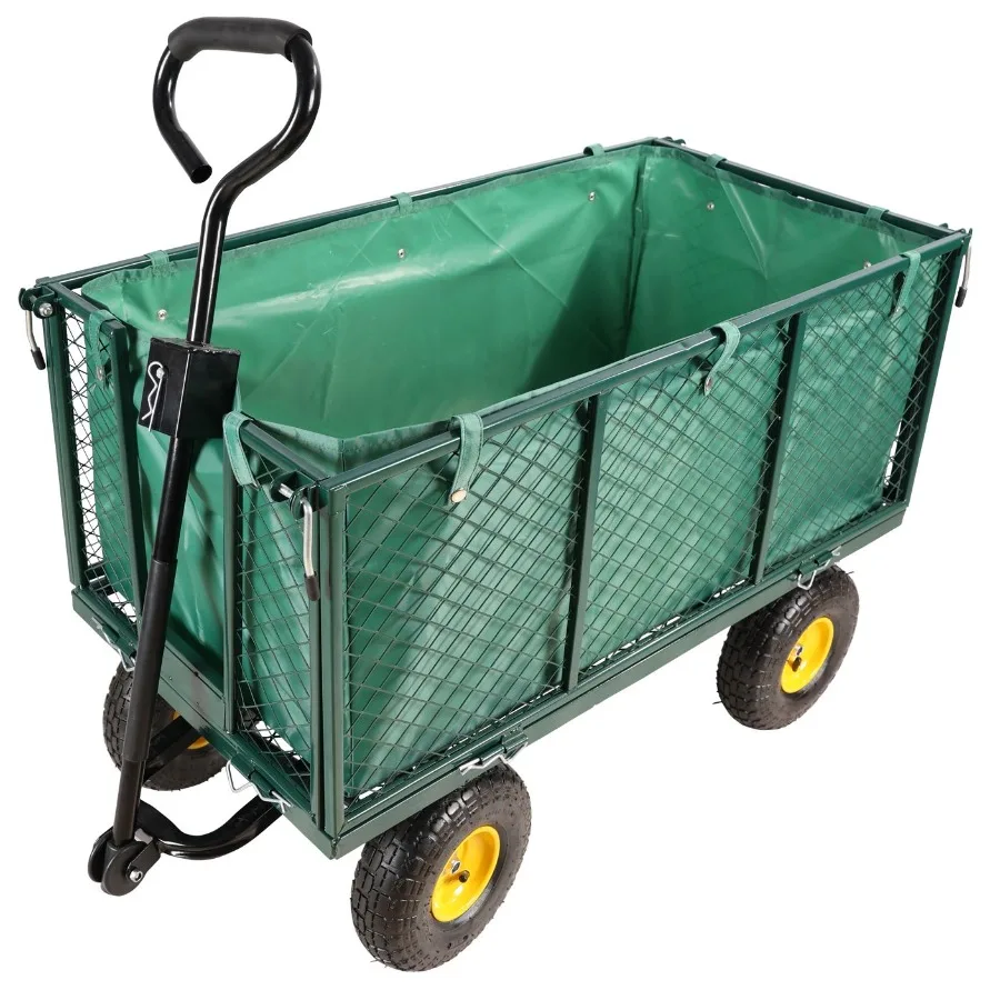 

Flower Cart Garden Flower Cart is easier to transport firewood green+cloth bag