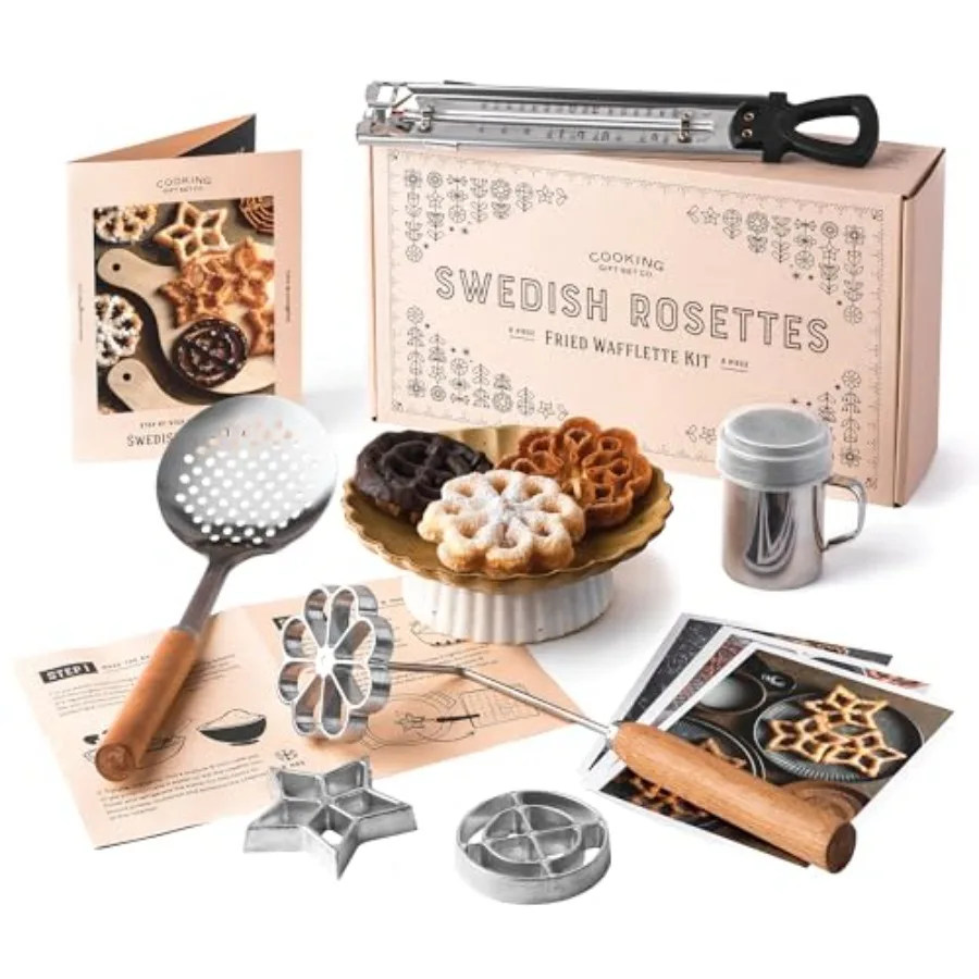 

Swedish Rosette Iron Set with Handle Cooking Gifts Rosette Maker and Bunuelos Mold Valentine's Day Baking Essentials Funnel Cak