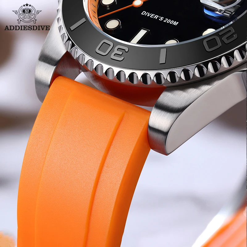 ADDIESDIVE AD2040 Hot Selling Watch Mens Quartz Watch Calendar Display Luminous 200m Diver Silicone Watches for Men Reloj Hombre