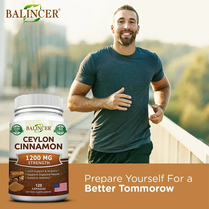 Ceylon Cinnamon Capsules - Supports Healthy Blood Sugar Levels, Blood Circulation and Joint Mobility, and Maintains Metabolism