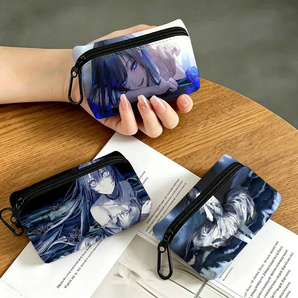 Cartoon Singer Ado Portable Oxford Fabric Mini Wallet Carabiner Design Small Coin Bag For Cards Keys Earphones