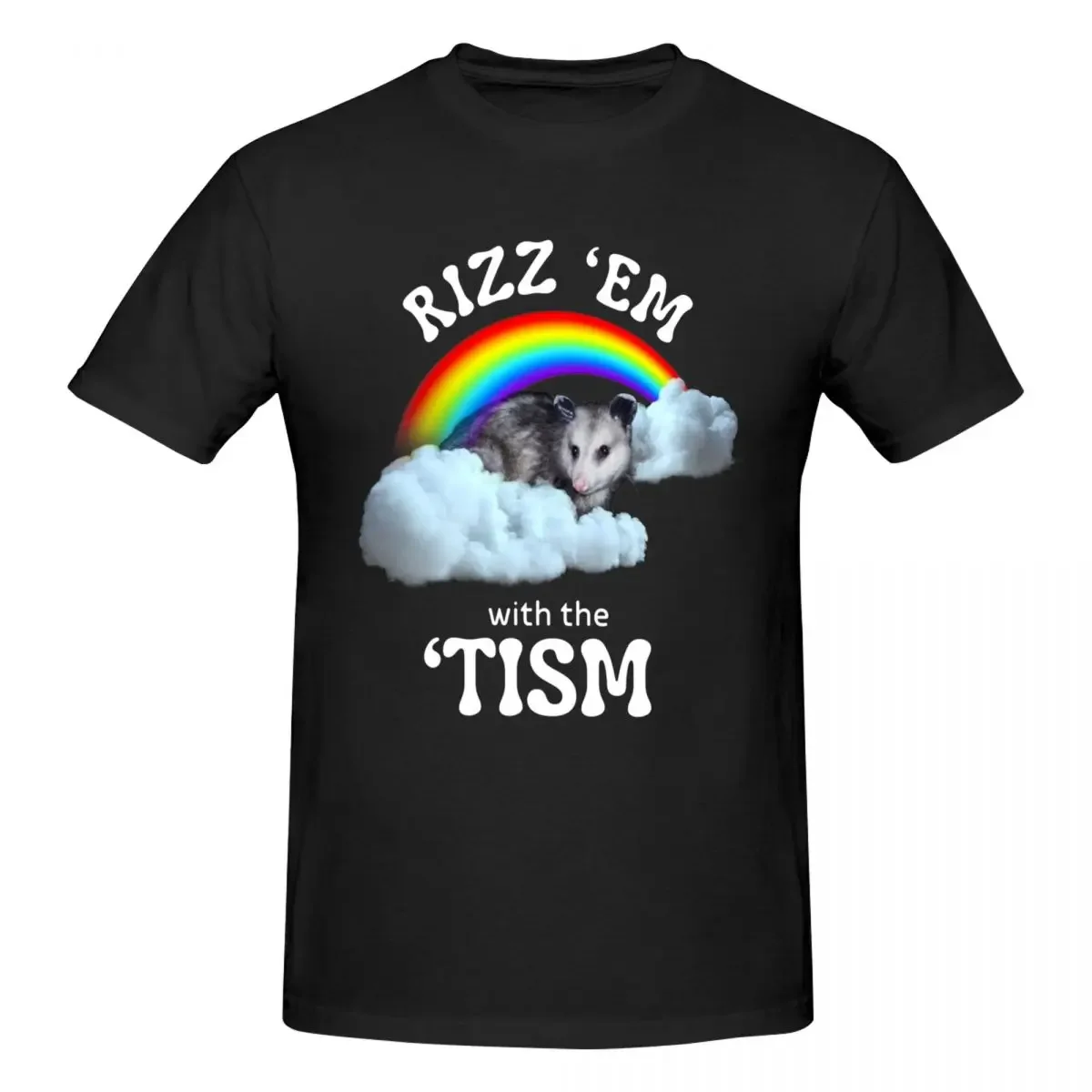 Rizz Em With The Tism Autism Funny Opossum Meme T Shirts Graphic Y2K Unique Cotton Tshirt For Men Women Clothing