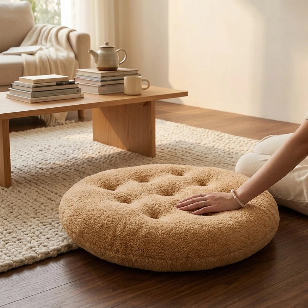 Soft Plush Round Chair Cushion Thick Tufted Seat Pad Winter Chair Mat for Home Office Dining Room Floor Tatami Use