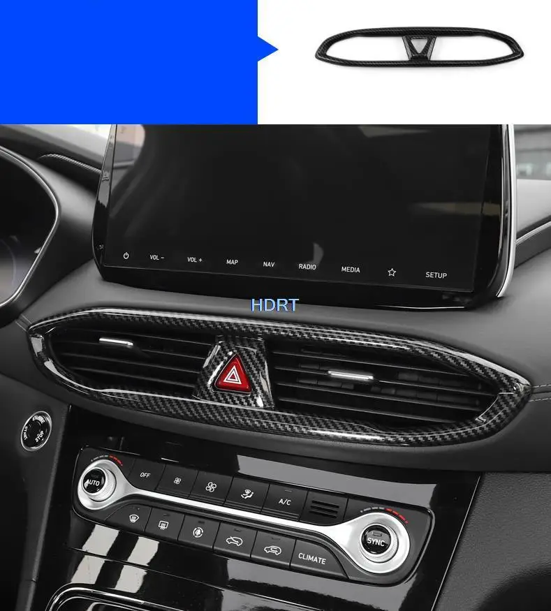 For Hyundai Santa fe Santafe 2019 2020 2021 Car Carbon fibre Interior Decoration Handrail Gear Control Button outlet Decoration