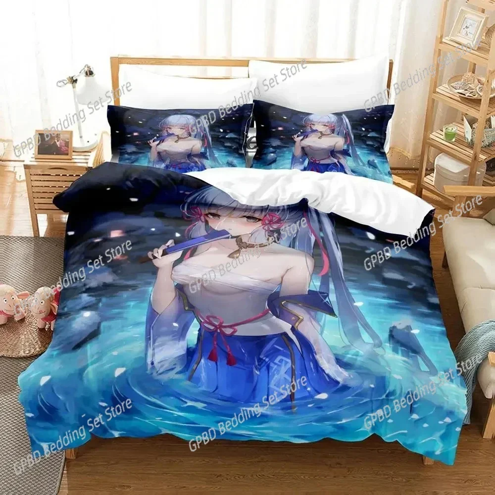

Game Genshin Impact Kamisato Ayaka 3D Bedding Set Duvet Cover Pillowcases Single Twin Full Queen King Size Home Decor Quilt Boys