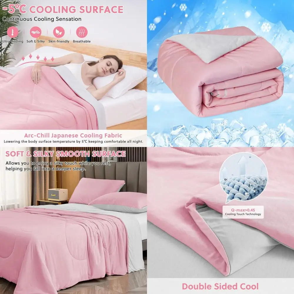 

Одеяло Queen Size розового цвета для лета, охлаждающее, двустороннее, из японской ткани Cold Tech, дышащее и шелковистое, легкое.