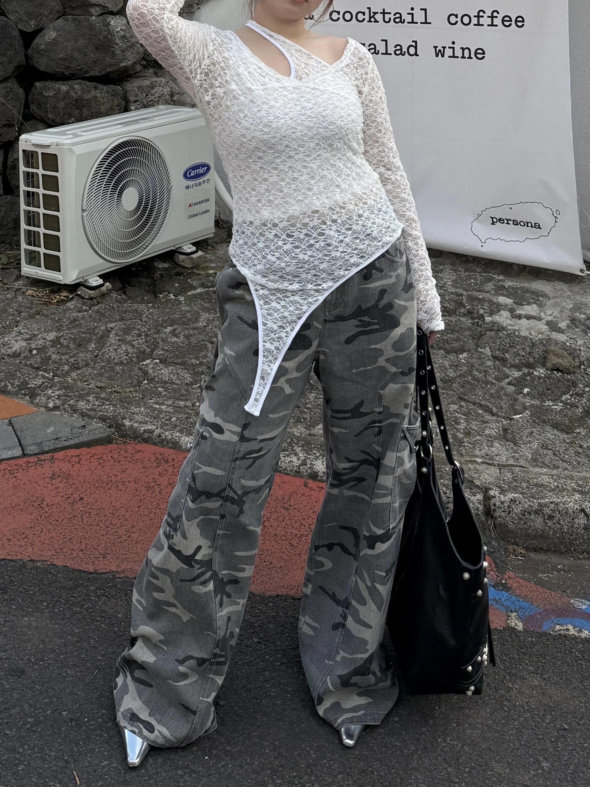 

Джинсы QDD STUDIO свободного кроя с широкими штанинами в американском ретро-стиле, камуфляжные, рабочие, для полных женщин, винтажные, с заниженной талией