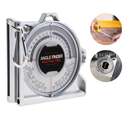 Carpintaria Angle Gauge, Dial Angle Finder, transferidor, magnetismo, nível inclinômetro, 0-180 graus, ferramentas de medição, escala inclinada