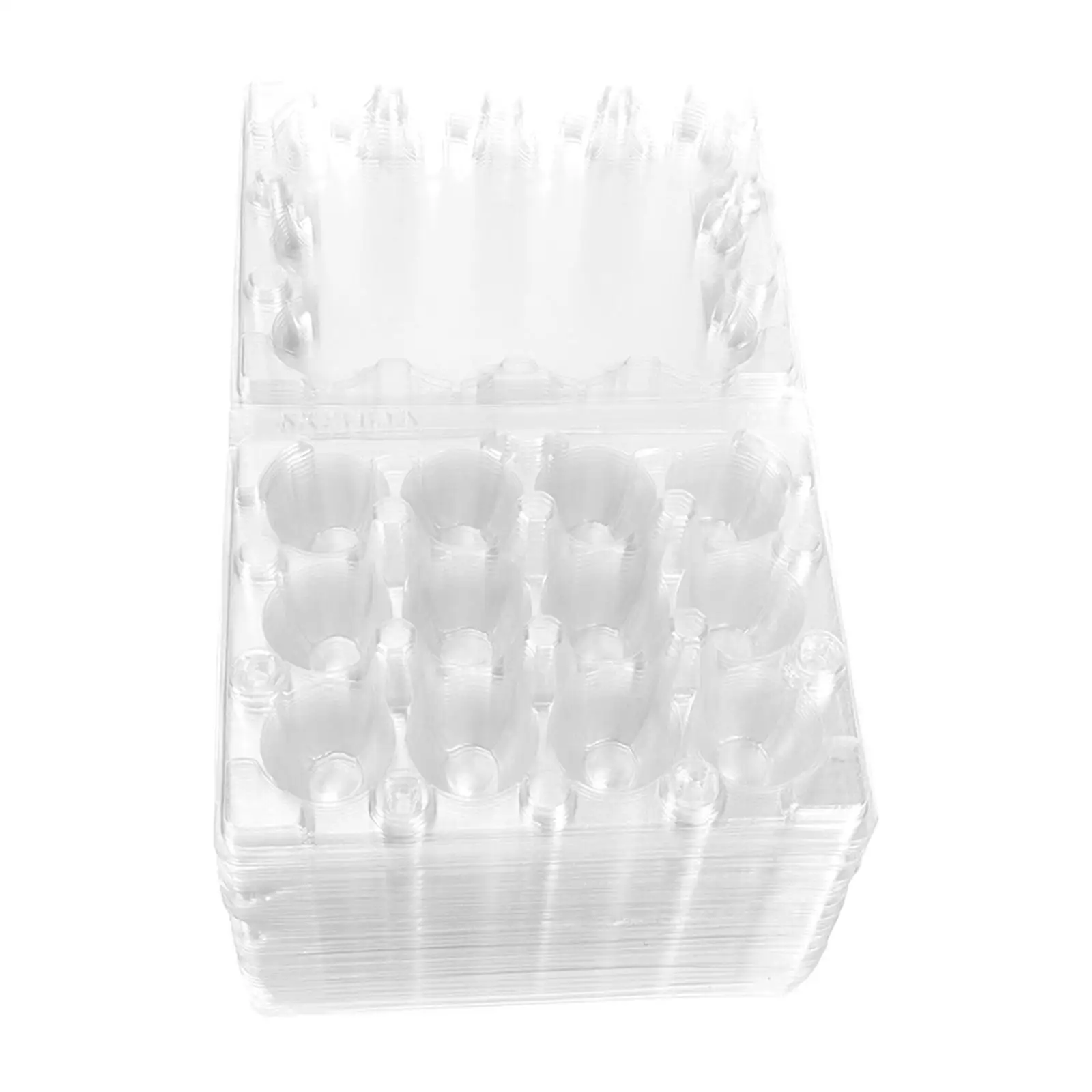 

50Pcs 12 Cavities Transparent Reusable Plastic Quail Egg Packaging Boxes Kitchen Storage Trays Clear Grid For Supermarket