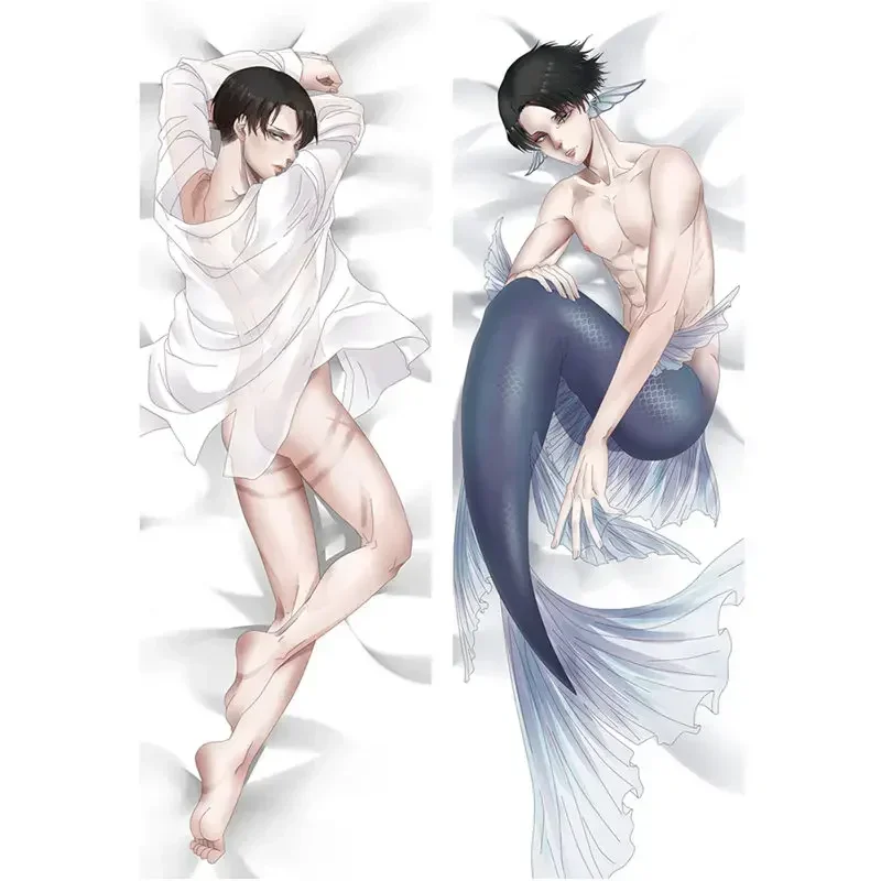 60x180cmAnime Attack on Titan Pillow Cover Levi Ackerman Pillowcase Cool 3D Two-sided Bedding Hugging Body Pillow Case Customize