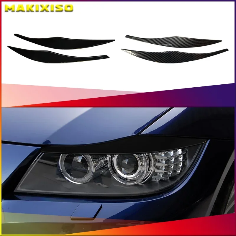 

Для BMW 3 серии E90 E91 2005-2011, 2 шт., глянцевые черные накладки на фары (реснички) из ABS-пластика, для седана/универсала